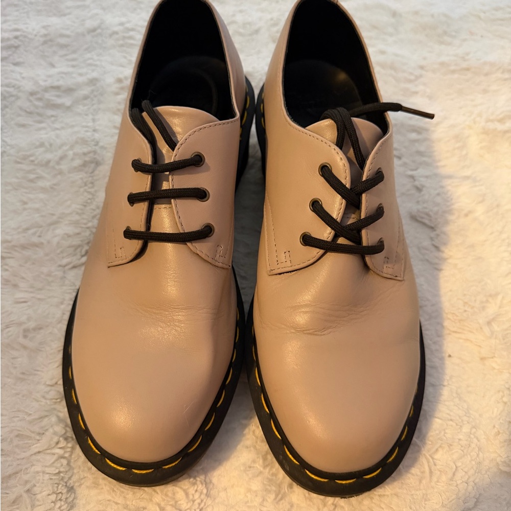 Dr. Martens Tan Leather Oxford Shoes with Black Soles